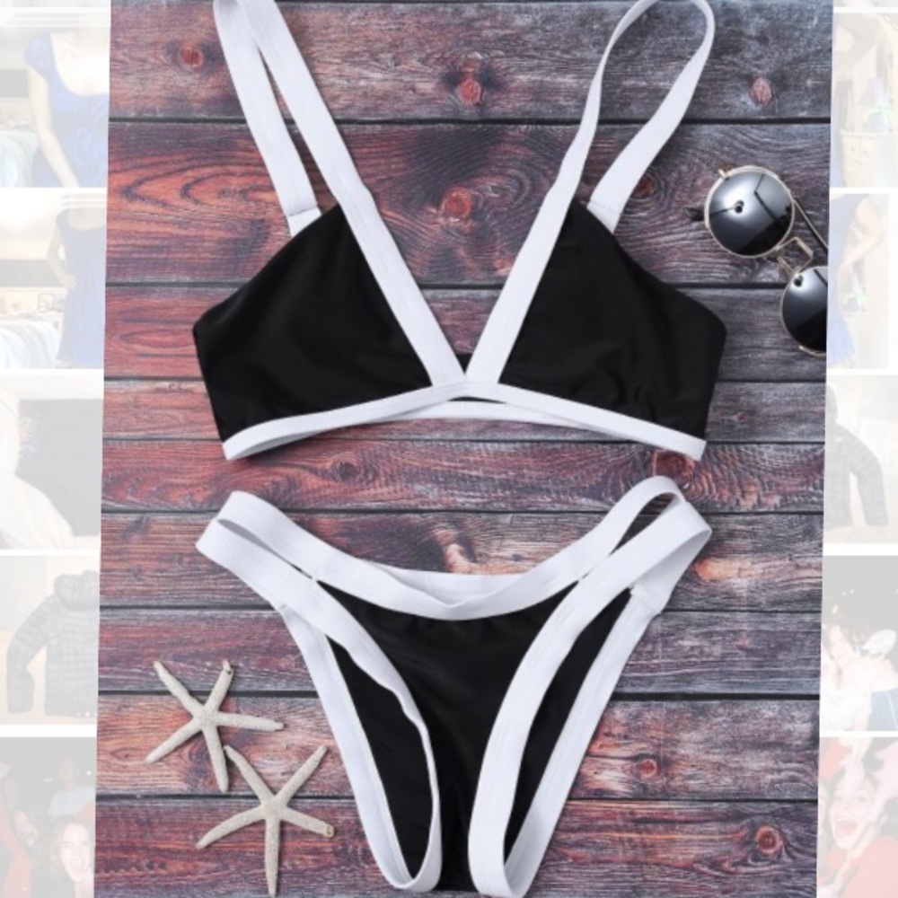 Zaful Black and White bikini set